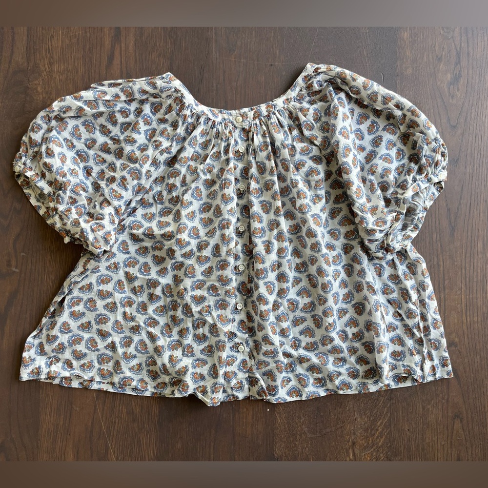 DOEN June top in Sea Salt Bedford Paisley size  S